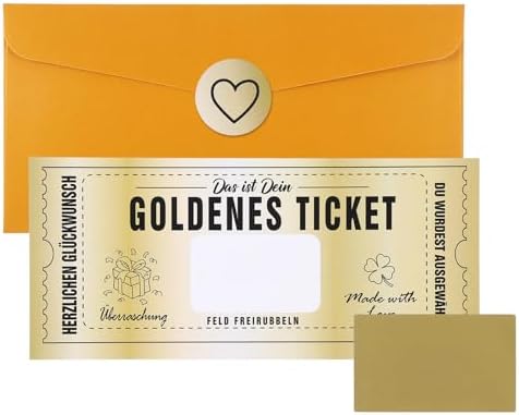 Gold Ticket, Wish Coupon, Vouchers to Fill with Envelope, Movie V...