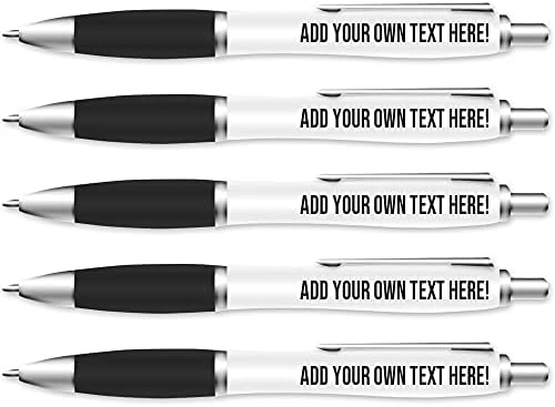 Silly Sentiments Personalised 5 Pack of Black Ballpoint Pens - Funky Stationery Quirky Gift - Office Desk Accessories