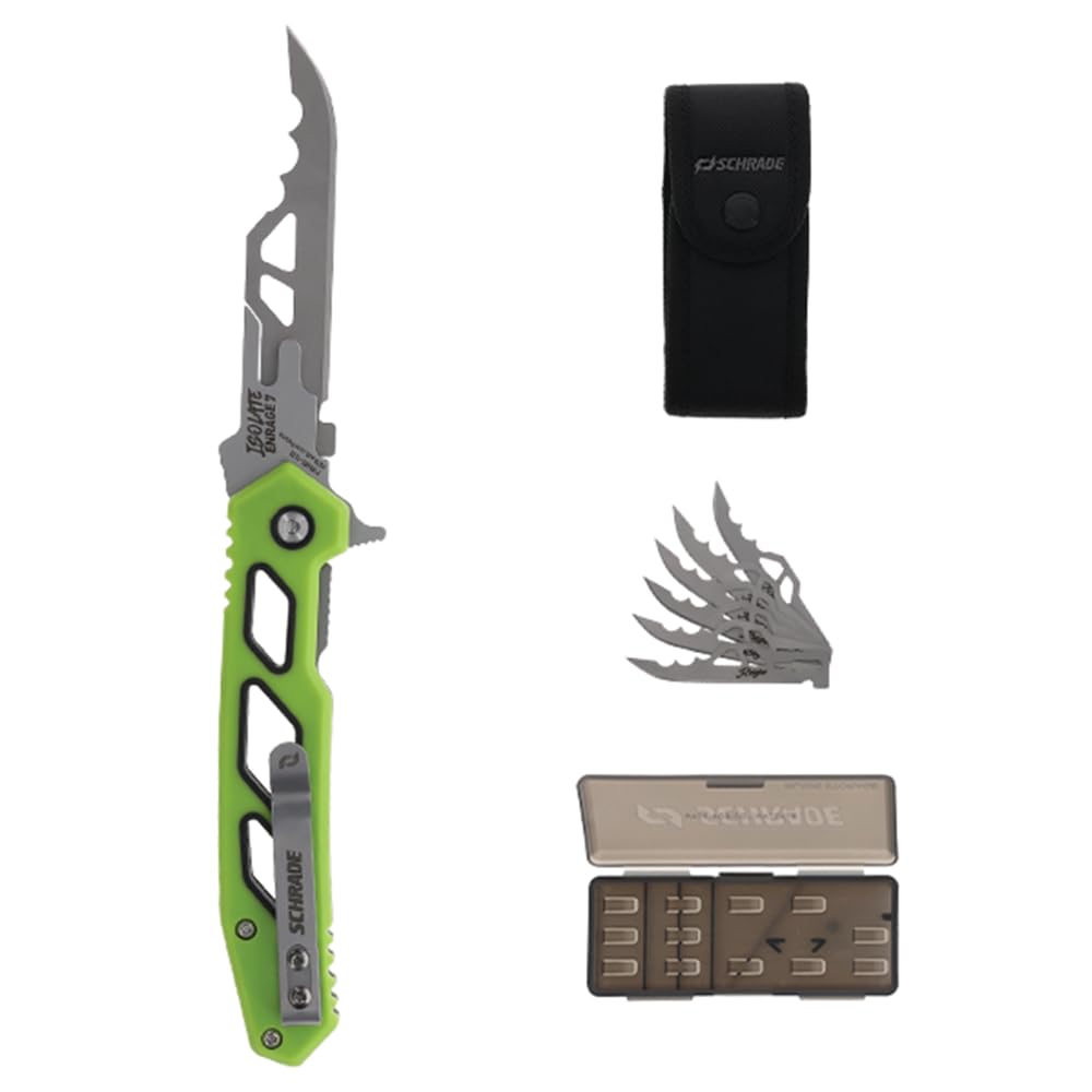 Enrage Isolate Replaceable Blade Knife with Additional Replacement Blades, Non-Slip Handle, and Carry Sheath for Hunting, Outdoors