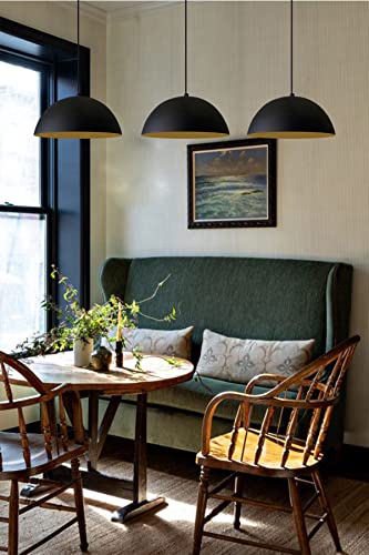 Suspension Vintage Métal 26cm Noir Intérieur Doré bamyum
