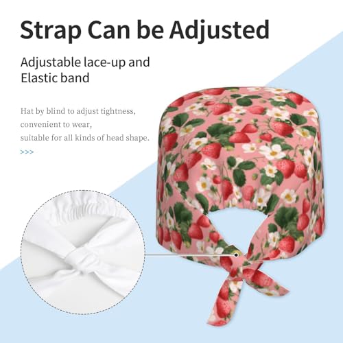 Image of Working Cap Scrub Cap with Sweatband Adjustable Unisex Tie Back Hat for Cleaning Farm Nursing