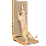 EHEYCIGA Cardboard Cat Scratcher for Indoor Cats, 32 Inch L Shaped Vertical Cat Scratching Board with Ball Cat Toy, Extra Large Cat Scratcher Pad, Brown