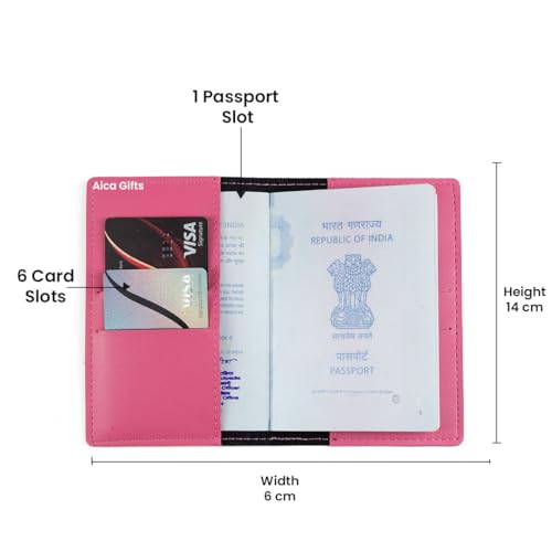 Image of AICA Personalised Name & Charm Leather Passport Cover Holder for Women (Darkpink) | Gifts for Woman | Passport Cover for Women | Diwali gifts for family and Friends | Travel Accessories | Diwali Gifts