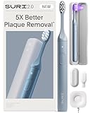 SURI 2.0 NEW Sonic Electric Toothbrush with Pressure Sensor & UV-Cleaning Travel Case |1 month+ Battery | Designed in London | Electric Toothbrush for Adults | Travel Toothbrushes | Tooth Brush | Blue - Image 1