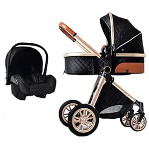 3 in 1 Kombikinderwagen Standardkinderwagen Kinderwagen Reisesysteme Buggy Neugeborener Tragbarer Reisewagen Kinderwagen Faltbarer High Landscape Kinderwagen (V9 Black)