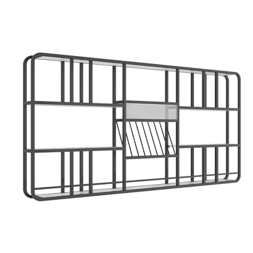 ACLips Estante de Vino de Metal Mejorado para Montar en la Pared con Barra de luz LED, estantes de Pared flotantes, estantes de Almacenamiento para Copas de Vino, Unidad de Bar, estantes flotantes,