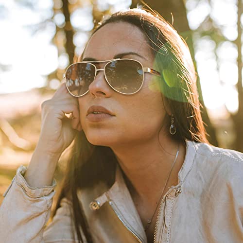 CARFIA Retro Trendy Pilot Sunglasses for Women Polarized UV Protection, Lightweight Outdoor Driving Lady Sunnies Metal Frame3