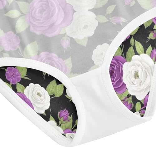 Purple White Roses Underwear Girls, Toddler Girl Briefs, Girls' Cotton Brief Underwear, 2–8 Years4