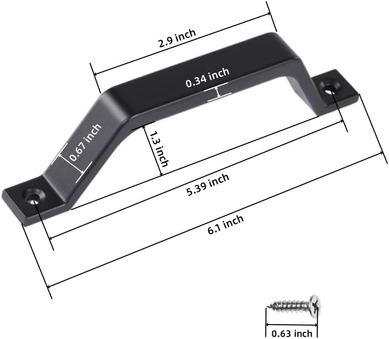 6.1 Inch Barn Door Handles, Gate Handles Hardware, Sliding Door Pull Handles for Sliding Barn Door Gate Cabinet Closet Drawer Garage Shed (Black-2 Pcs)