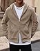 Herberton Men Plain Fashion Coat Loose Cozy Hoody Kangaroo Pocket Heavy Corduroy Pocket Casual Fall Hoodie Khaki S
