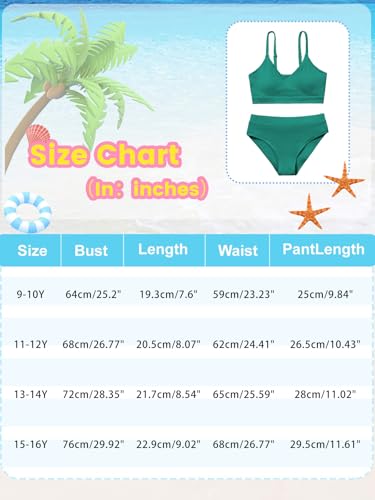 Image of Girl's 2 Piece Swimsuit Solid Spaghetti Strap Bikini Sets Beach Bathing Suit Swimwear for Teen Girls
