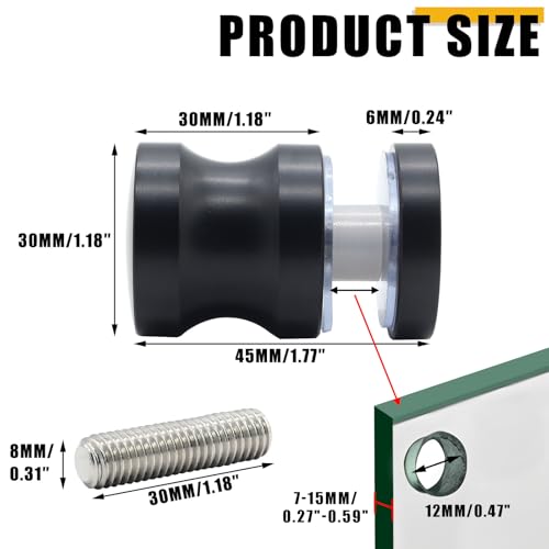 Image of 2 Pack Shower Glass Door Handle, Stainless Steel Shower Doors Knob One Sided Pull Hardware for Bathroom Glass Doors (Black)