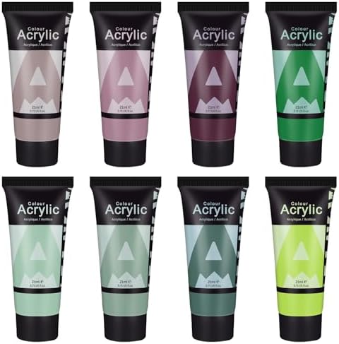 AUREUO Green Acrylic Paint Set - 8 Colors 0.71 Fl Oz / 21ml Tubes...