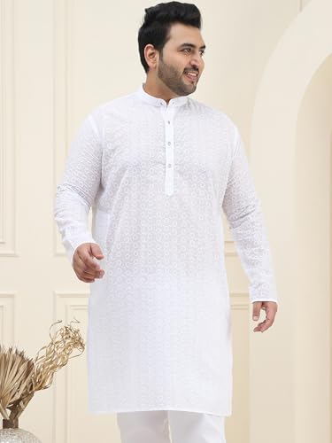 Image of SOJANYA Plus (Since 1958) Men's Silk Blend Embroidered Only Long Kurta