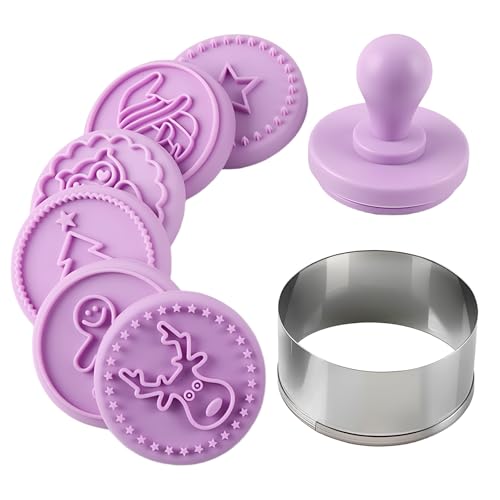 dellyy Tampon Biscuit, 8 pièces Tampons à Biscuits en Silicone, Emporte Piece Biscuit Noel, Scrapcooking Noel