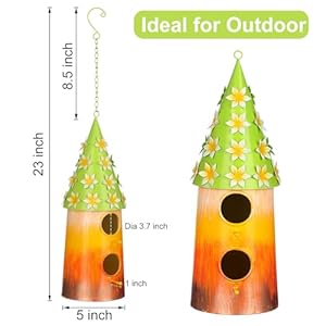 BAYN Hanging Bird House for Outside, 2 Story Double Hole Metal Birdhouse for Outdoor Hanging Handwork Bird Nest Decorative Garden Decor Outdoor BAYN Hanging Bird House for Outside 2 Story Double Hole Metal Birdhouse for Outdoor Hanging Handwork Bird Nest Decorative Garden Decor Outdoor