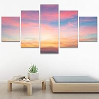 SIGNWIN 5 Panel Canvas Wall Art Colors of The Sky for Home Decorations Ready to Hang - 60