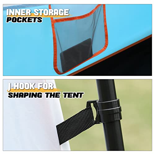 Monibloom Large Tent 8 Person, 4 Large Mesh Windows Portable Family 1 Living Room And 2 Bedroom Waterproof Windproof Camping Tent, Double Layer Backpacking Tent For Hiking Outdoor, Easy Set Up, Blue #TOP6