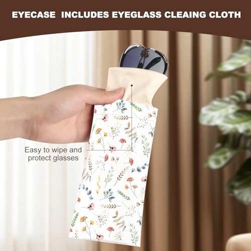 Image of Anikathy 2Pcs Sunglass Eyeglass Glasses Case Soft PU Leather with Cleaning Cloth Portable Glasses Pouch Bag for Men Women