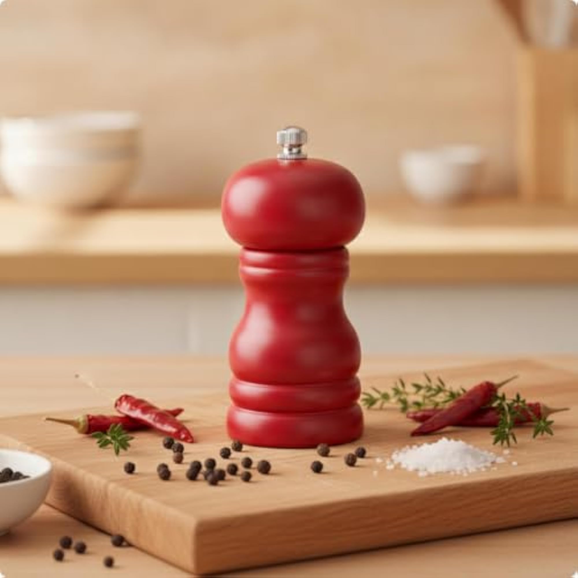 Compact Manual Pepper Grinder with Ergonomic Design, Adjustable Knob