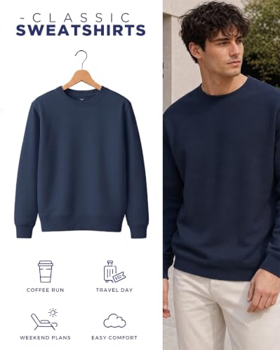 Image of Nobero Sweatshirts for Man Stylish | 280 GSM Rich Cotton Fleece Solid Regular Fit Full Sleeve Sweatshirt for Men | Stylish Casual Wear Winter Crew Neck Sweatshirt for Men