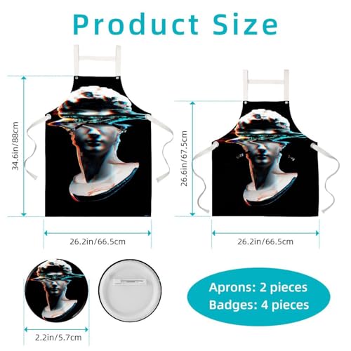 Tablier de cuisine lot de 2 et tablier de serveuse avec broches pour restaurant