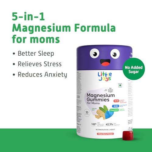 Image of Little Joys 5-in-1 Magnesium Supplement Gummies For Mothers | 15 Days Pack | Better Sleep & Reduced Stress | With Magnesium Glycinate, Vitamin D3, B6 & B9 | Non Habit Forming, No Added Sugar