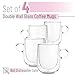 BTaT- Double Walled Glass Coffee Mugs, 16 oz, Set of 4, Glass Coffee Cups with Handle, Insulated Clear Coffee Mug for Hot and Cold Beverages, Cappuccino, Latte, Tea, Americano, Microwave Safe