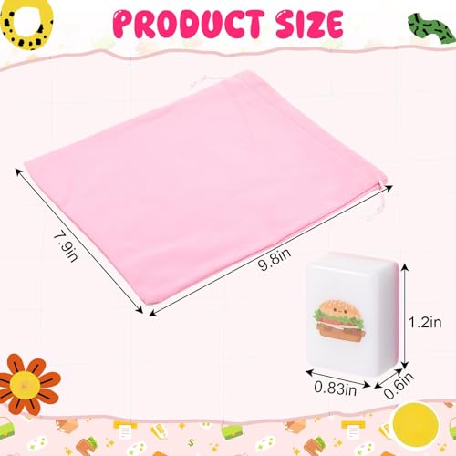 Shinylin Pink 2 Players Mahjong Game Set, Mahjong Tile Game with 50 Tiles with 12 Different Patterns, Animal and Food Pattern, Portable Mahjongg Set with A Carry Bag - Thumbnail 2
