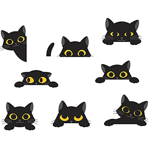 Ivviooo Black Cats Halloween Wall Decal,Cute Halloween Light Switch Sticker Removable,Cartoon Halloween Wall Decor,Decal For Walls,Halloween Window Clings For Kid Bedroom Car Office Home,H000F #TOP1