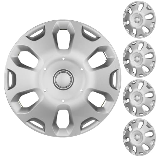 XLAVTIY 15 Inch Hubcaps Compatible with 2010-2013 Ford Transit Connect Factory Steel Wheels, Snap-On Wheel Covers, Durable ABS Replacement Hubcaps Set of 4 (Silver) by XLAVTIY - Used condition - US$53.90