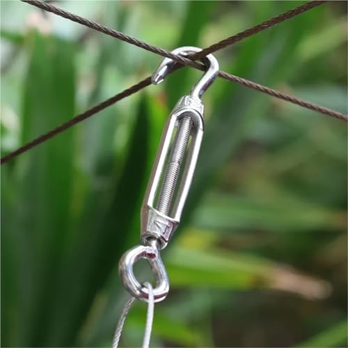 Juego de 20 tensores de cable con gancho y ojal en acero inoxidable para tensión ajustable de cuerdas y cables de jardín miniatura 2