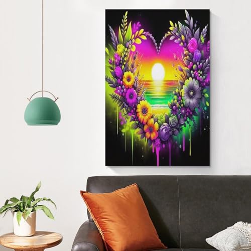 Impression sur toile Fleurs d'amour artistique de qualite superieure 50x75