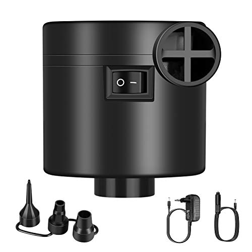 Modohe Bomba de Aire eléctrica, inflador de llenado rápido y Recargable, con 3 tamaños de boquillas, Apto para Camas de Aire, Piscinas de Remo y Juguetes?Negro?