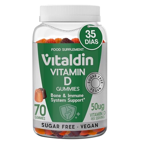 VITALDIN Vitamina D Gominolas 2000 UI - Gummies para Adultos y Niños - Vegano y Sin Azúcar - Sabor Frutas - Sistema Inmunitario y Huesos – Ayuda a la absorción del Calcio – Complemento Alimenticio