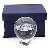Omitfu Shooting Stars in Solar System Crystal Ball 3D Laser Engraved Planet Ball Glass Ball Sphere Paperweight with Clear Stand - Show All Eight Plants 80mm/3 Inch