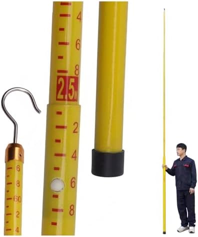 Telescoping Height Measuring Stick - 59ft/18m Distance Measuring Pole with Hook for Forestry, Construction, and Utility Work, Durable Epoxy Resin Height Gauge for Professionals,1pack,19.7ft/6m