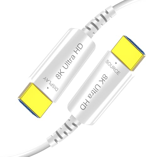 Image of 8K Fiber Optic HDMI Cable 15 FT, 8K@60Hz 4K@240Hz, Thin Extra Long HDMI Cable 48Gbps Ultra High Speed, Dynamic HDR, eARC, HDCP 2.2&2.3, 3D, Compatible for PS4/5/Xbox/TV/Laptop/Monitor