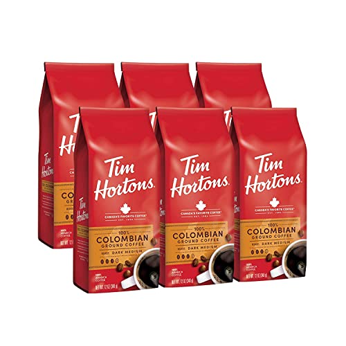 Tim Hortons Colombian, Medium-Dark Roast Ground Coffee, Perfectly Balanced, Always Smooth, Made With 100% Arabica Beans, 12 Ounce (Pack Of 6) #TOP5