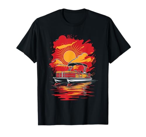 Pontoon Boat Retro Camiseta