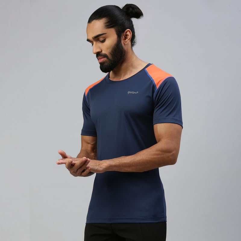 Image of sporto Men's Fast Dry Micro Fiber Solid Regular T-Shirt Half Sleeve|Charcoal