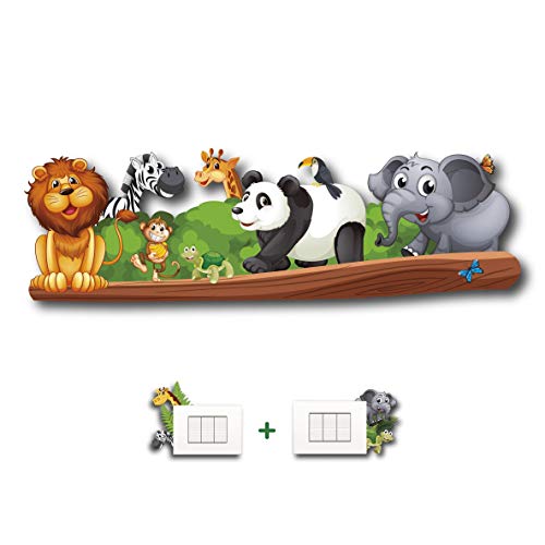 ARTIGIANI DIGITALI adesivi murali wall art stickers animali sorridenti per camera o cameretta da letto asilo scuole per bambini e bambino neonato prima infanzia da attaccare su parete muro