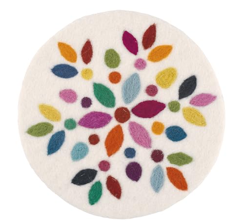 cilio Sottobicchieri LANA FIORE lavabili in lana di pecora per pentole calde, piatti, teglie e padelle, resistenti al calore fino a 100 °C, Ø 21 cm, rotondo, colorato