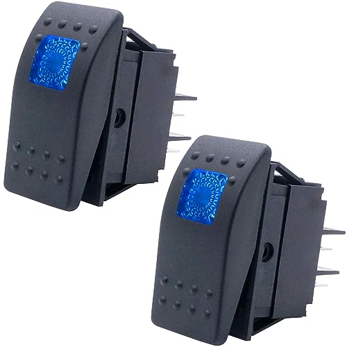 Taiss 2 pièces bateau Marine interrupteur à bascule éclairé 12V 20A 4 broches marche/arrêt avec bleu LED voiture tout-terrain bouton poussoir interrupteur...