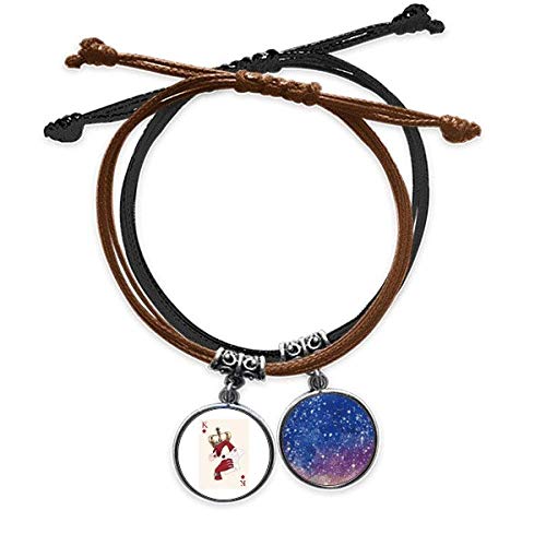 Pulsera de cuero Cartas Corazón K con cuerda trenzada a mano de diseño artesanal