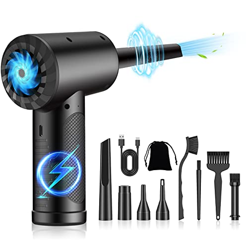 Compressed Air Duster - Cordless Eletric Air Duster - 3 Speeds 90000 RPM Air Blower with LED Light, 7500mAh Rechargeable Electric Air Duster, Replaces Compressed Air Cans for Computer Cleaning