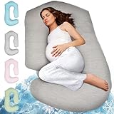 PILLANI Cooling Pregnancy Pillows for Sleeping – 57-Inch Maternity Pillow for Pregnant Women with Removable Washable Cover – Support for Back, Belly, Neck, Legs, & Hips – V C U Shaped Full Body Pillow