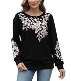 Higustar Women's Embroidered Sweatshirt Mexican Boho Long Sleeve Crewneck Pullover Bohemian Clothes...