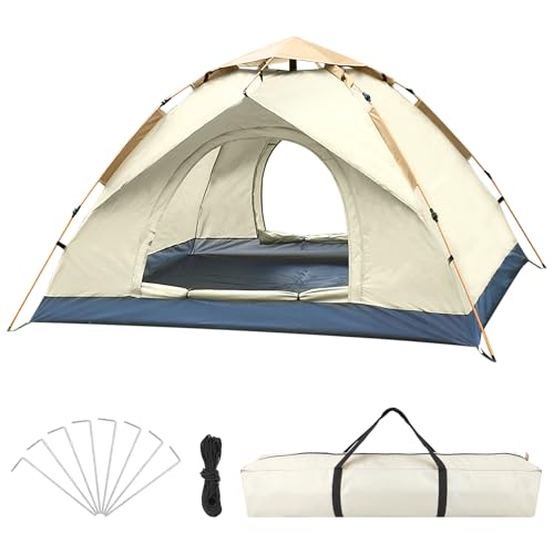 KOMCLUB Tenda da campeggio automatica senza finestra, protezione UV, perfetta per spiaggia, viaggi, escursioni, campeggio, caccia, pesca, ecc. Tenda leggera per 2-3 persone
