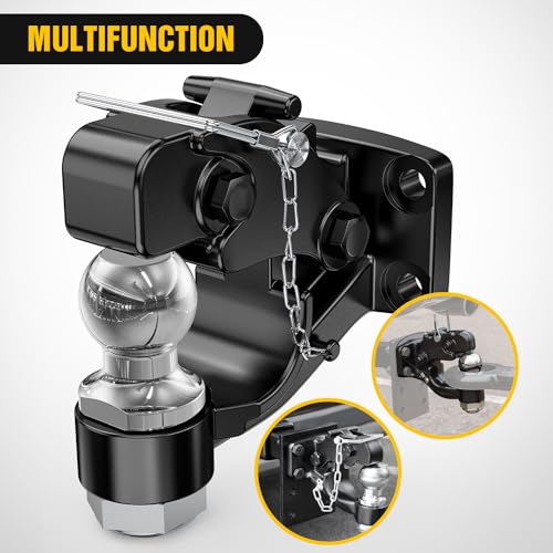 Image of Nilight Pintle Hook Trailer Hitches Receiver Hook Combination 2 inch Hitch Ball with Mounting Kit, 12000LBS Black Bolt On Adjustable Powder-Coated